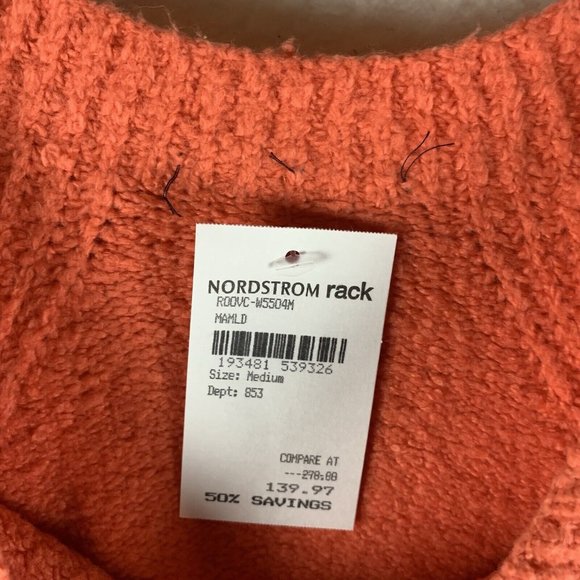 Eileen Fisher Orange Organic Cotton Cozy Sweater‎ Missing Size Tag (M) 8258 - Picture 4 of 7